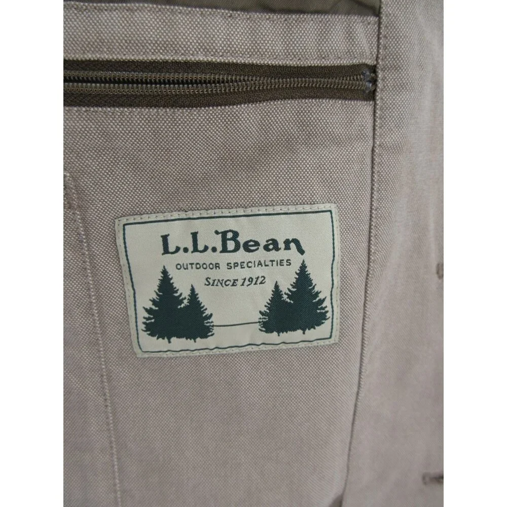 LL Bean Sport Coat 44 Taupe Field Blazer Safari Utility Jacket Canvas